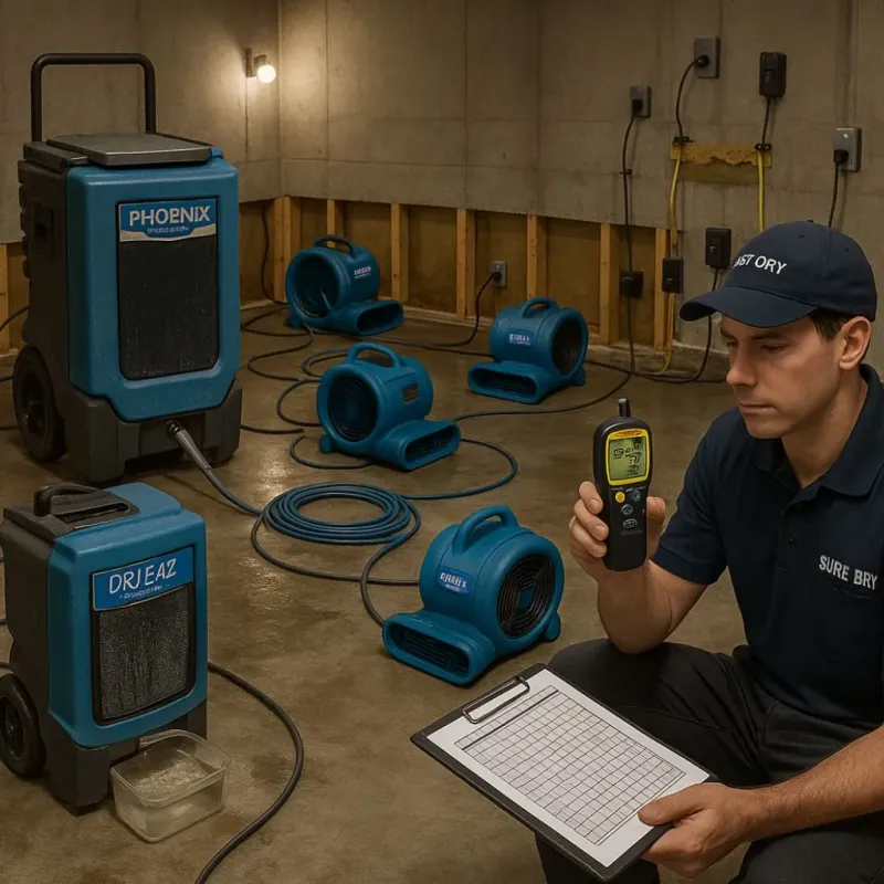 Structural Drying and Dehumidification process in Boling, TX